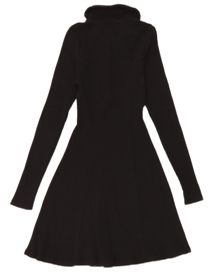 Vestido polo feminino de manga comprida Zara UK 12 médio preto