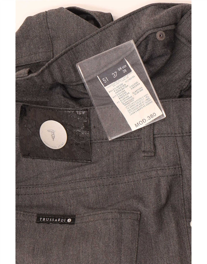 Trussardi Calça masculina reta casual W35 L32 poliéster cinza