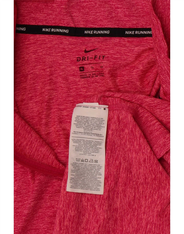 Nike Mens Dri Fit Running Zip Neck Pullover Treino Top XL Rosa Flecked