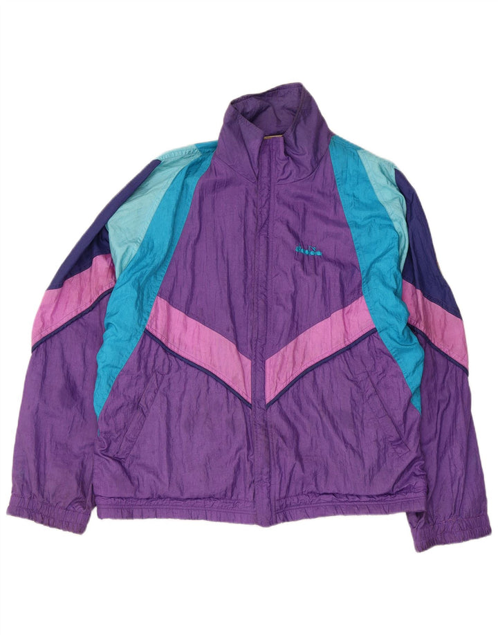 Diadora Mens Tracksuit Top Jacket Médio Roxo Colourblock Poliamida