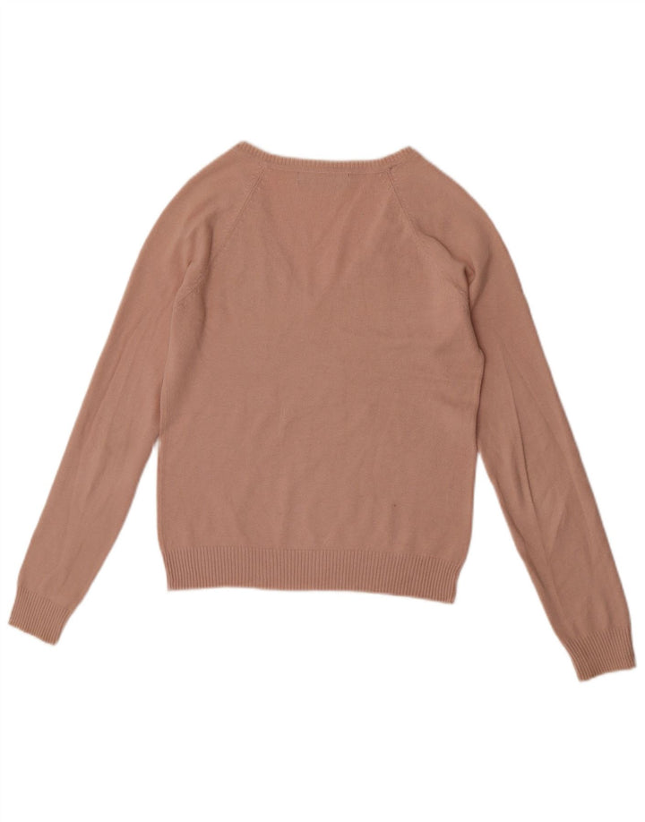Zara Suéter feminino cropped com decote em V Reino Unido 12 rosa médio