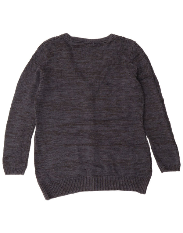 Suéter cardigã feminino Fat Face Reino Unido 14 grande caxemira azul marinho clássico