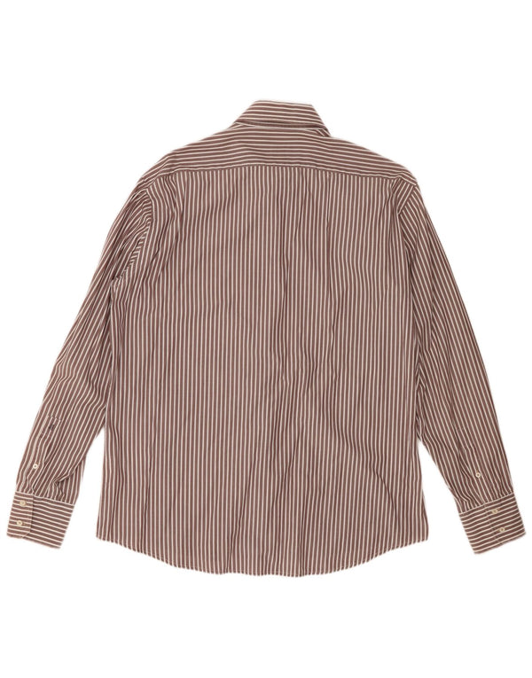 Camisa masculina Joop tamanho 41 grande algodão listrado marrom