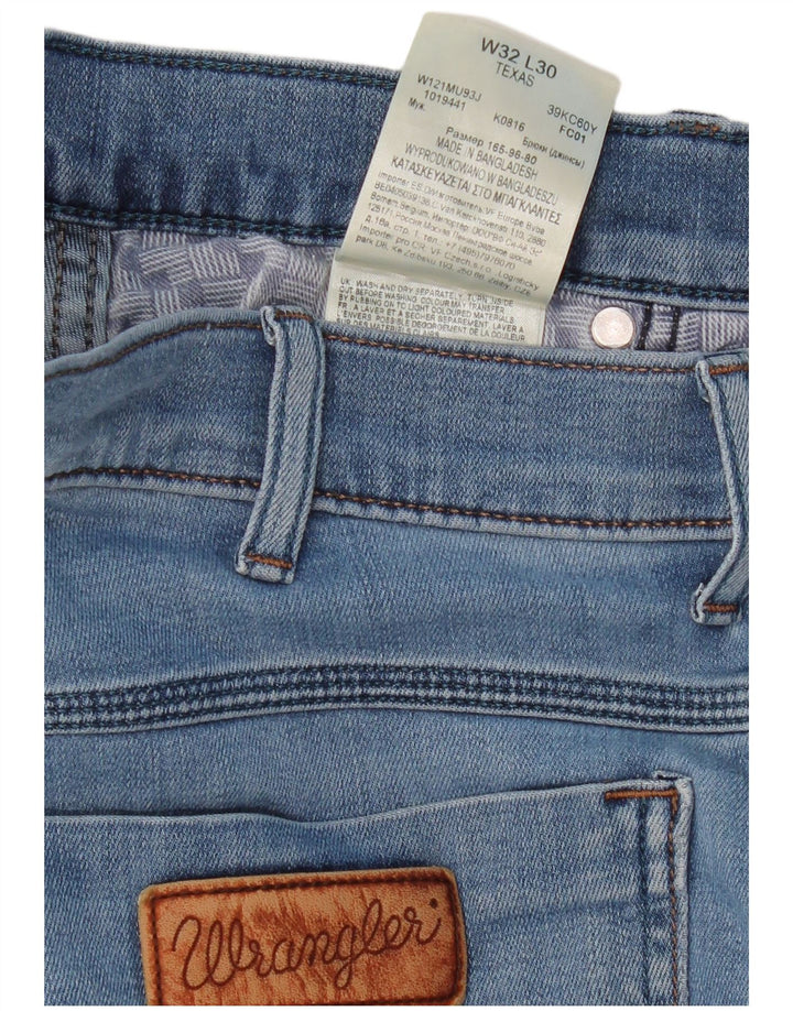 WRANGLER Masculino Texas Straight Jeans W32 L30 Azul Algodão