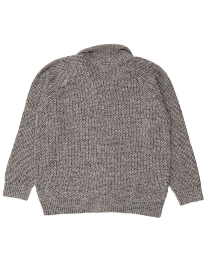Suéter masculino Marks & Spencer de ajuste regular com zíper e gola XL cinza acrílico