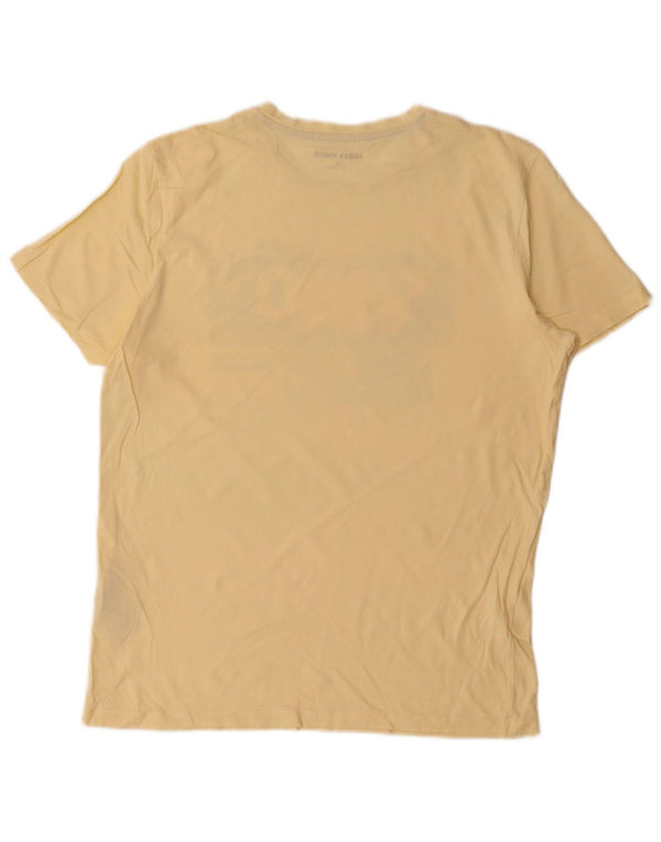Camiseta gráfica masculina Jack & Jones Top médio algodão amarelo
