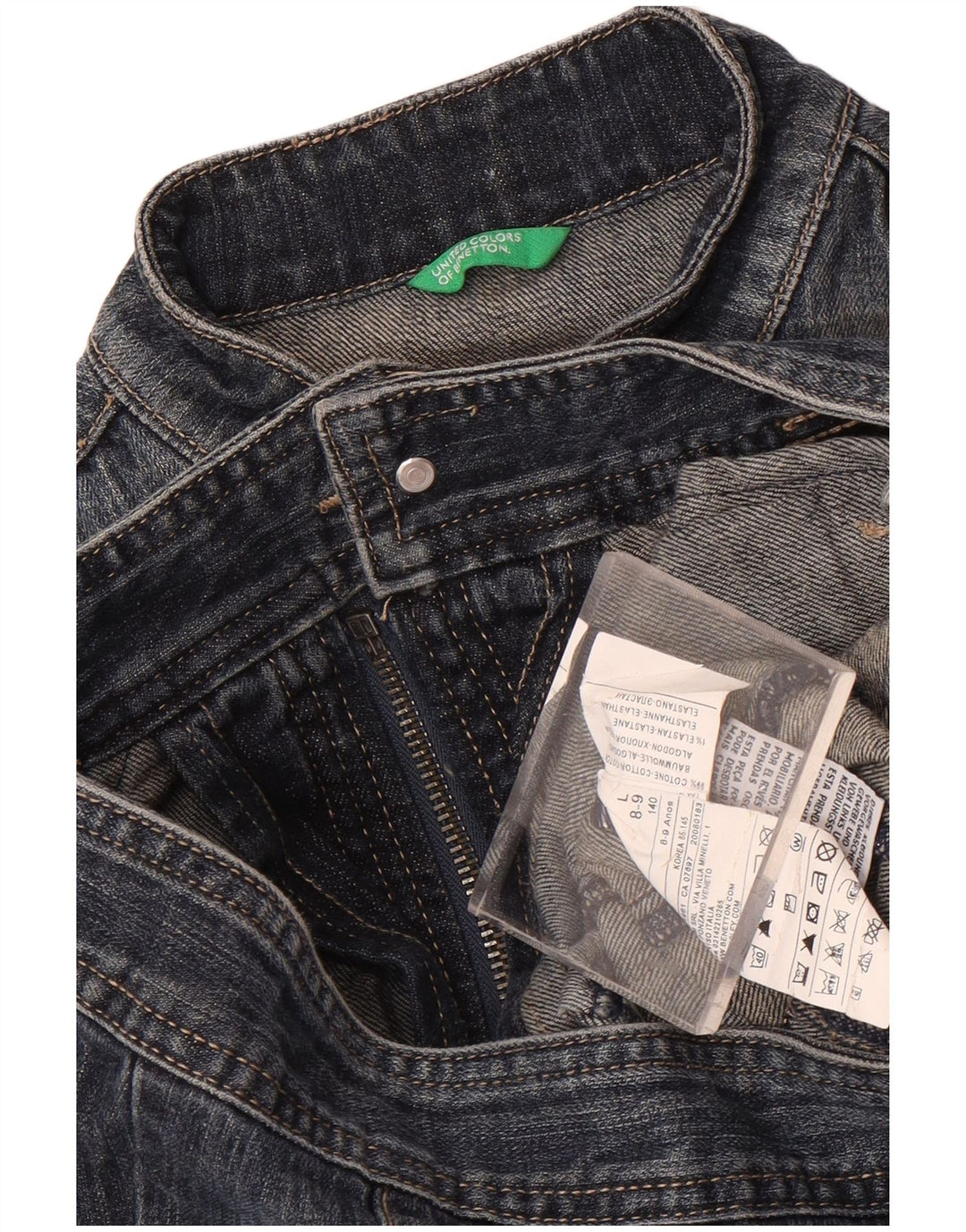 Jaqueta jeans feminina Benetton 8-9 anos grande algodão azul marinho