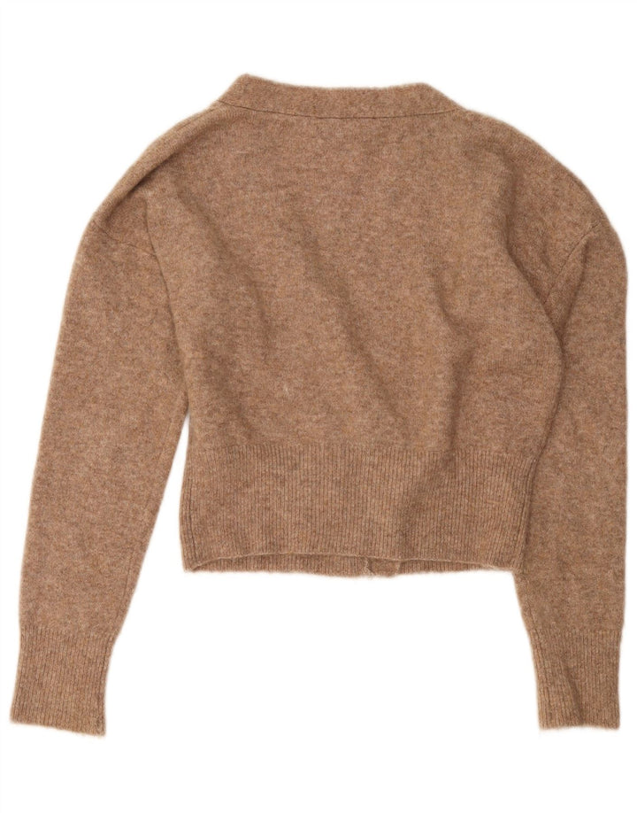 Zara Suéter feminino oversized crop cardigan Reino Unido 10 pequeno bege