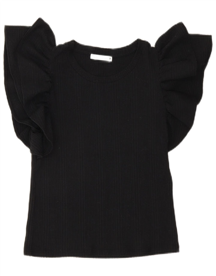Blusa cropped feminina Zara UK 10 pequena preta