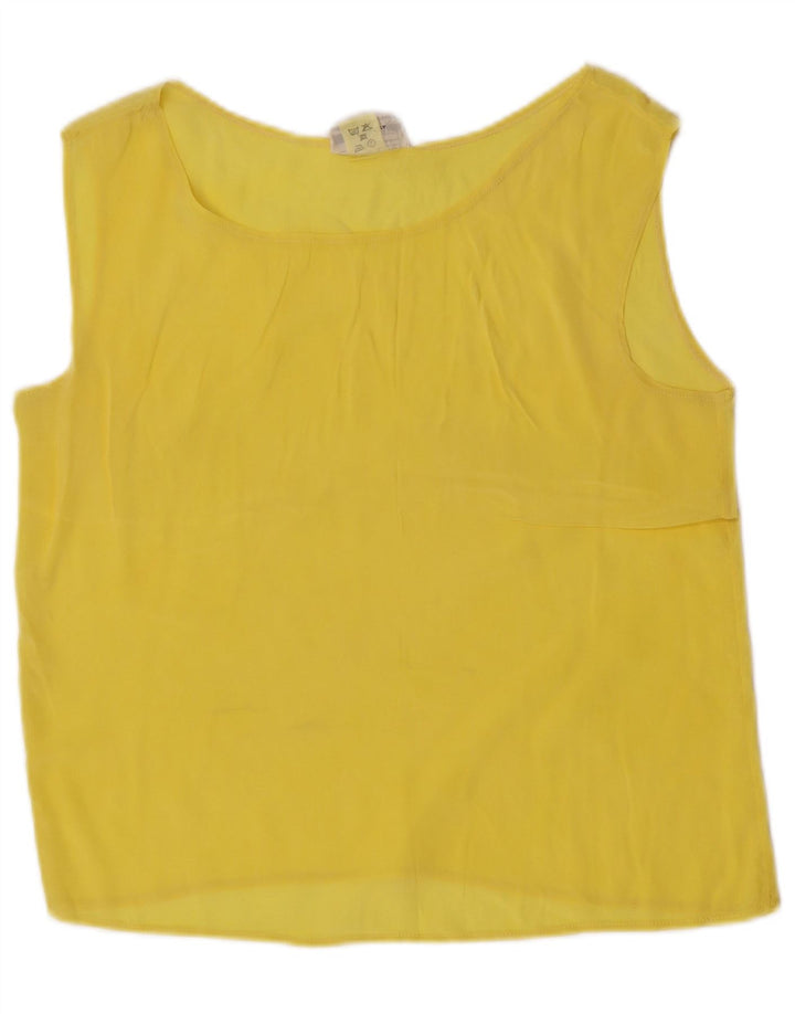 Blusa feminina vintage sem mangas Top IT 42 acetato amarelo médio