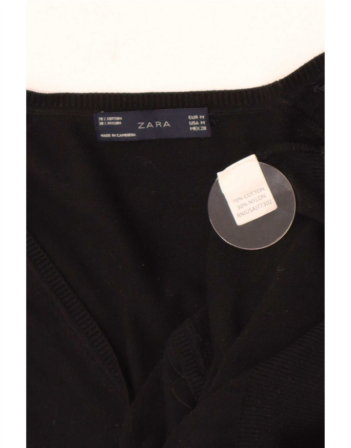 Suéter cardigã feminino Zara Reino Unido 12 algodão preto médio