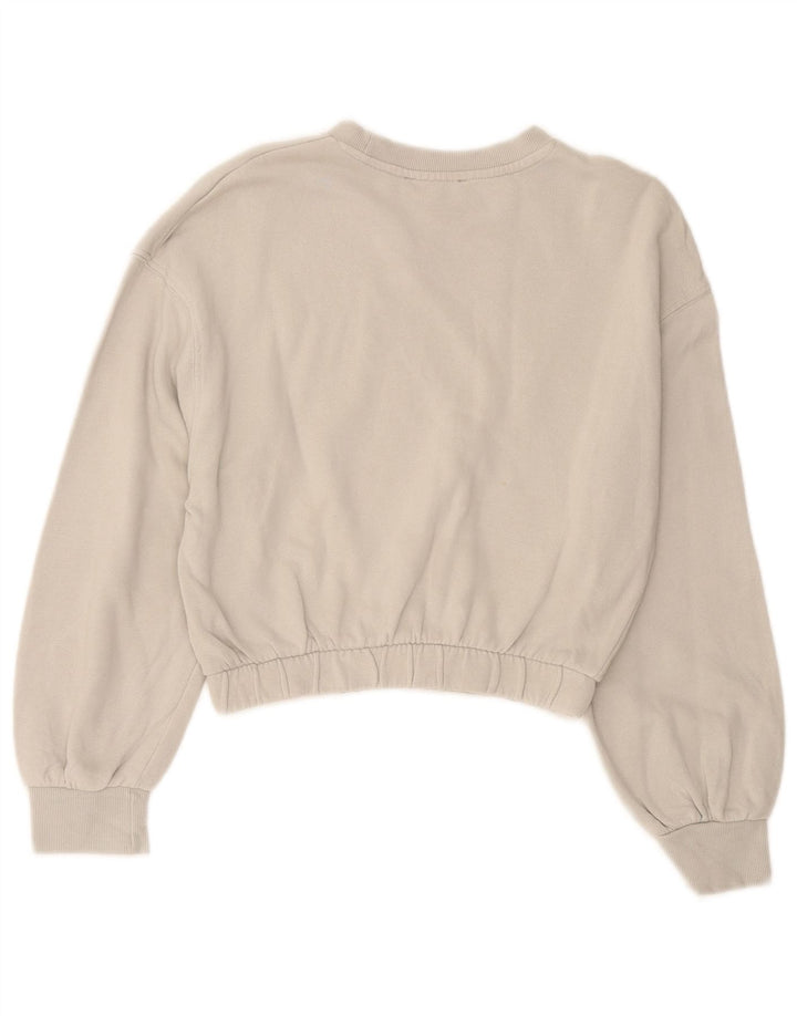 Moletom Zara feminino cropped UK 10 pequeno algodão cinza