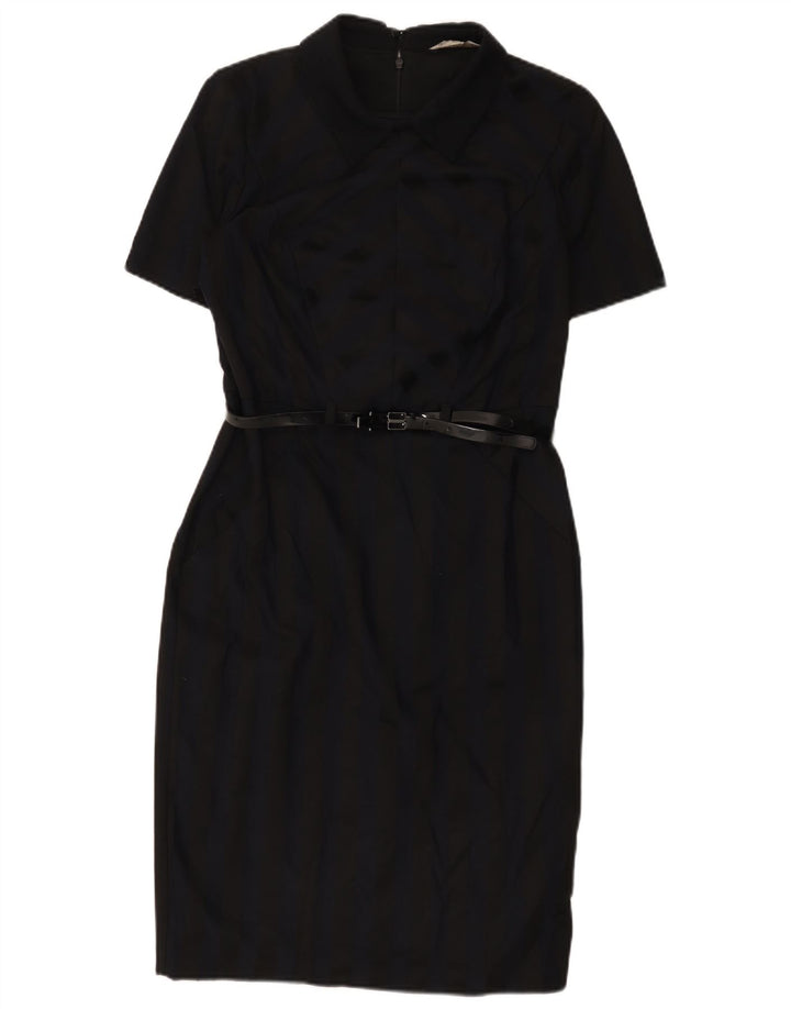 Vestido bainha feminino Marks & Spencer Reino Unido 12 bloco colorido azul marinho médio