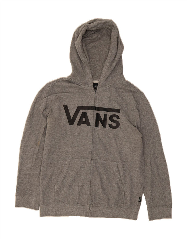 VANS Womens Graphic Zip Hoodie Sweater UK 14 Large Grey Cotton Vintage Vans and Second-Hand Vans from Messina Hembry 