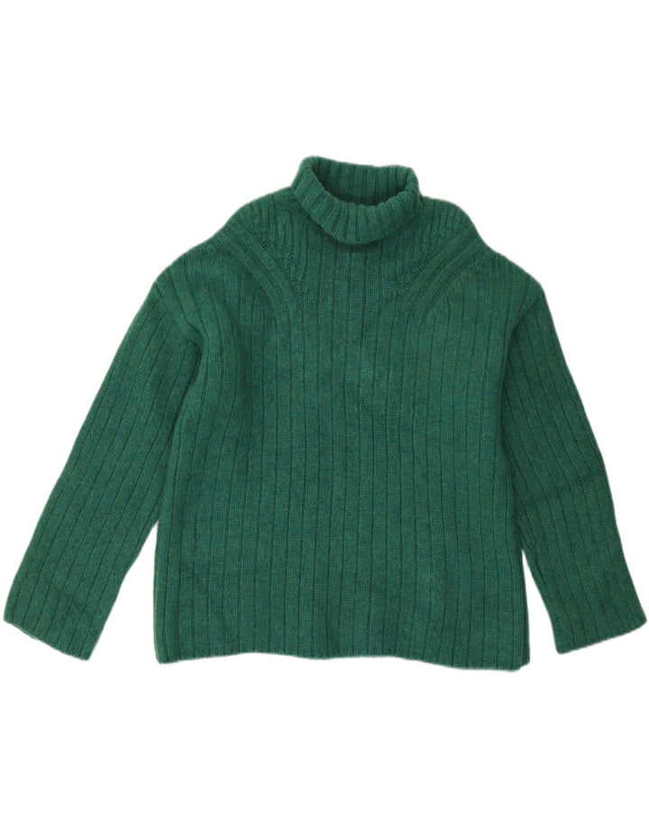 Suéter feminino Jigsaw com gola redonda Reino Unido 14 lã verde médio