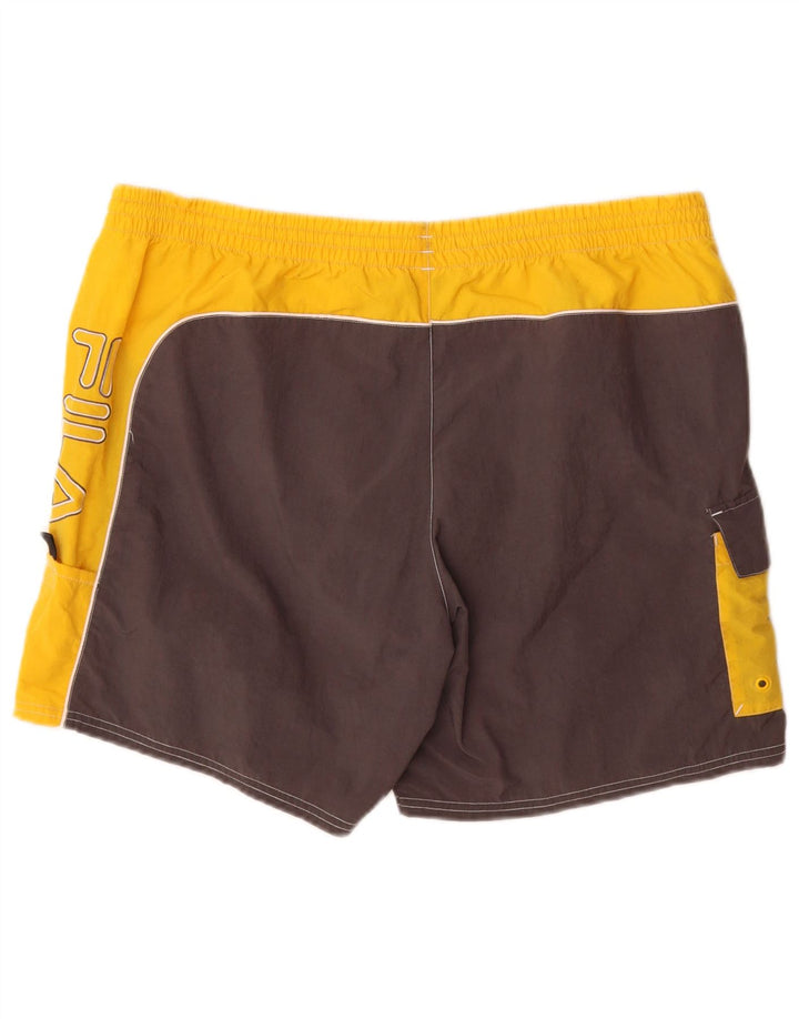 Shorts de natação masculino Fila XL amarelo Colourblock poliamida