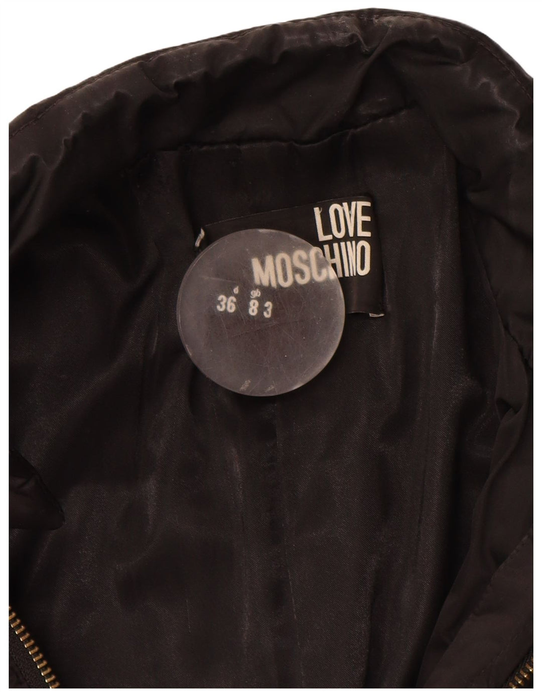 Sobretudo feminino Moschino UK 8 pequeno poliéster preto