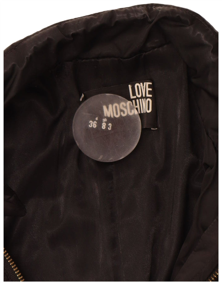 Sobretudo feminino Moschino UK 8 pequeno poliéster preto