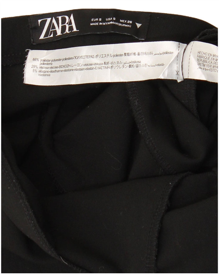 ZARA Calça feminina casual slim pequena W26 L27 poliéster preto