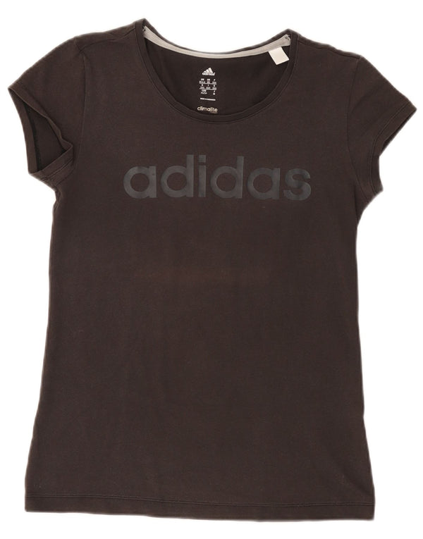 Adidas Womens Climalite Graphic T-Shirt Top UK 4/6 XS Marrom Algodão