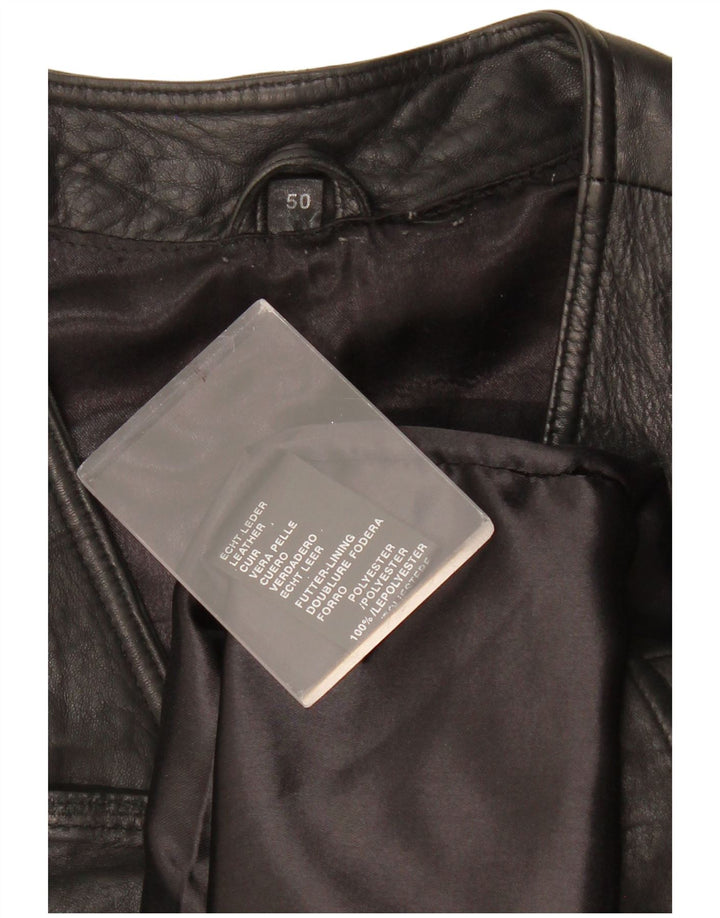 Colete de couro masculino VINTAGE IT 50 médio preto
