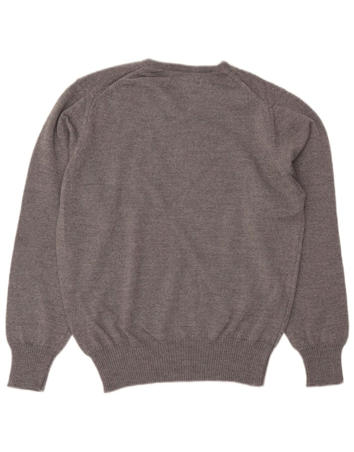 Suéter masculino ZARA com decote em V de lã cinza médio