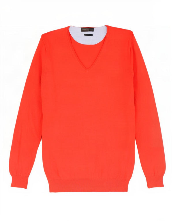 Suéter masculino Zara com decote em V grande algodão vermelho