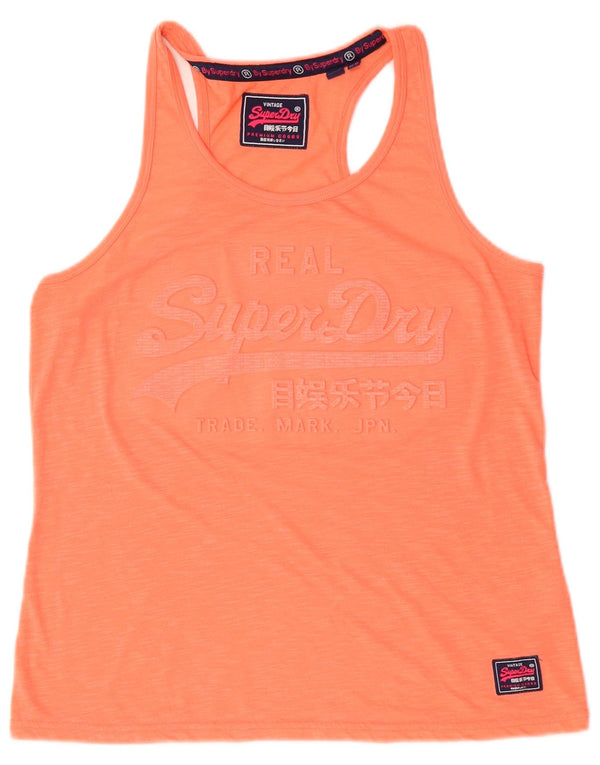 Superdry Womens Graphic Vest Top UK 14 Grande Laranja Poliéster