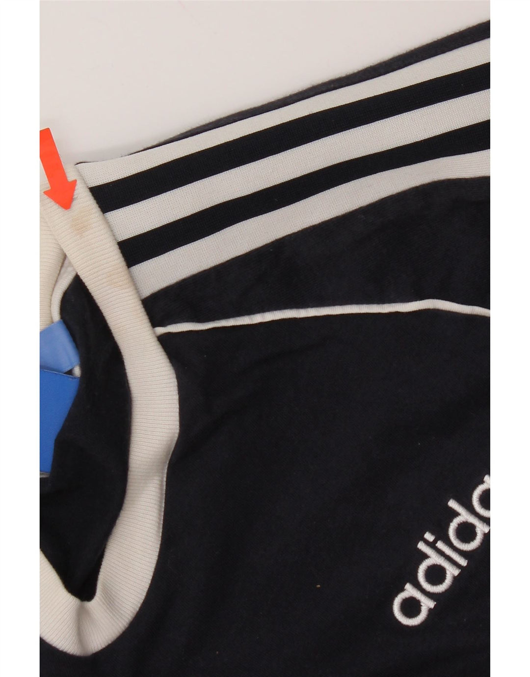 Adidas Mens Camiseta Top Pequeno Algodão Azul Marinho