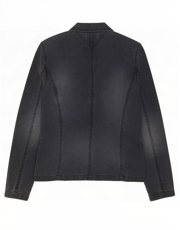 Jaqueta blazer jeans feminina Tommy Hilfiger com 3 botões Reino Unido 12 médio azul marinho