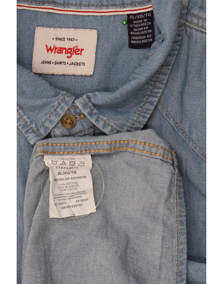 Camisa jeans masculina Wrangler XL azul algodão