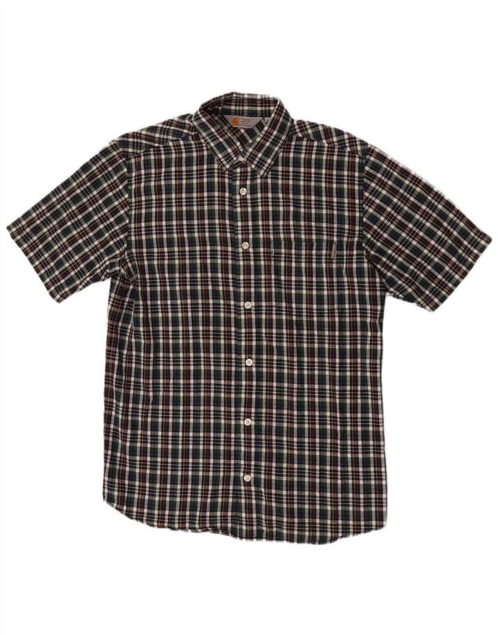 Camisa masculina de manga curta Carhartt de algodão xadrez médio multicolorido