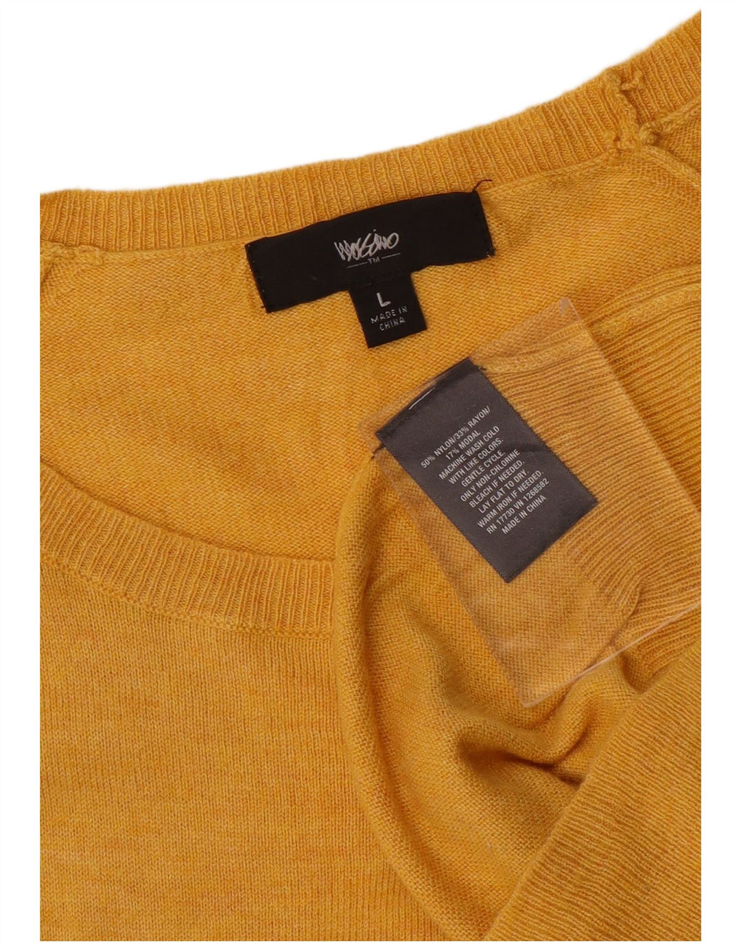 Suéter feminino MOSSIMO com gola canoa Reino Unido 16 grande nylon amarelo