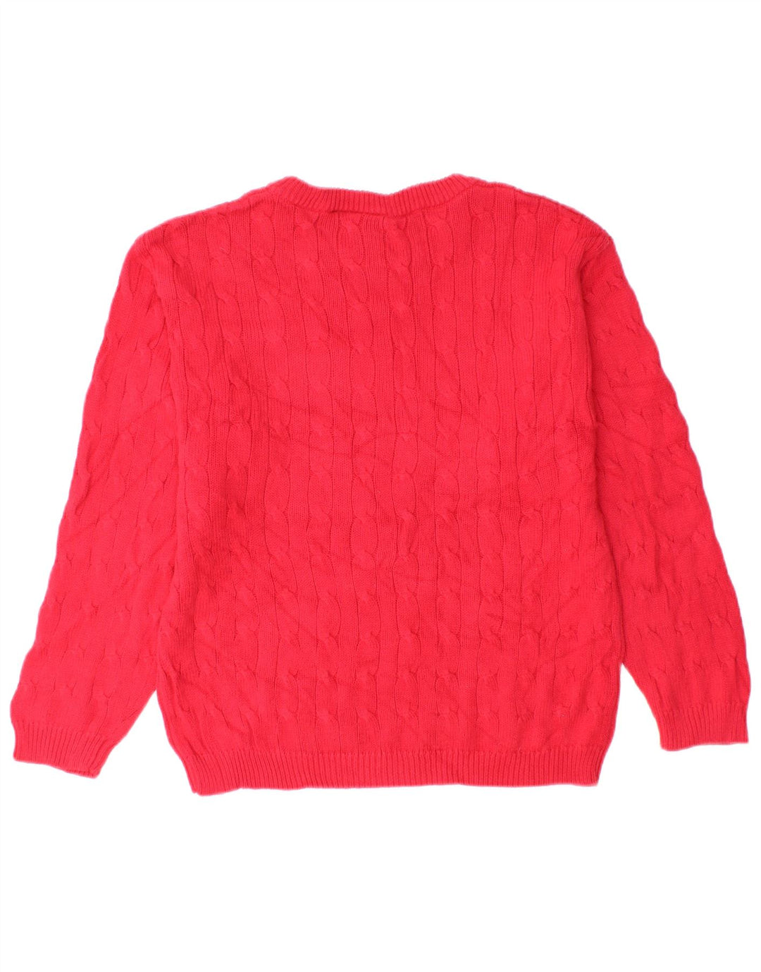 Suéter feminino Izod com gola canoa EUA 10/12 algodão vermelho médio