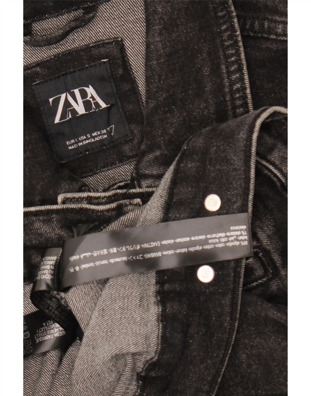 Jaqueta jeans masculina ZARA Reino Unido 36 pequeno algodão preto