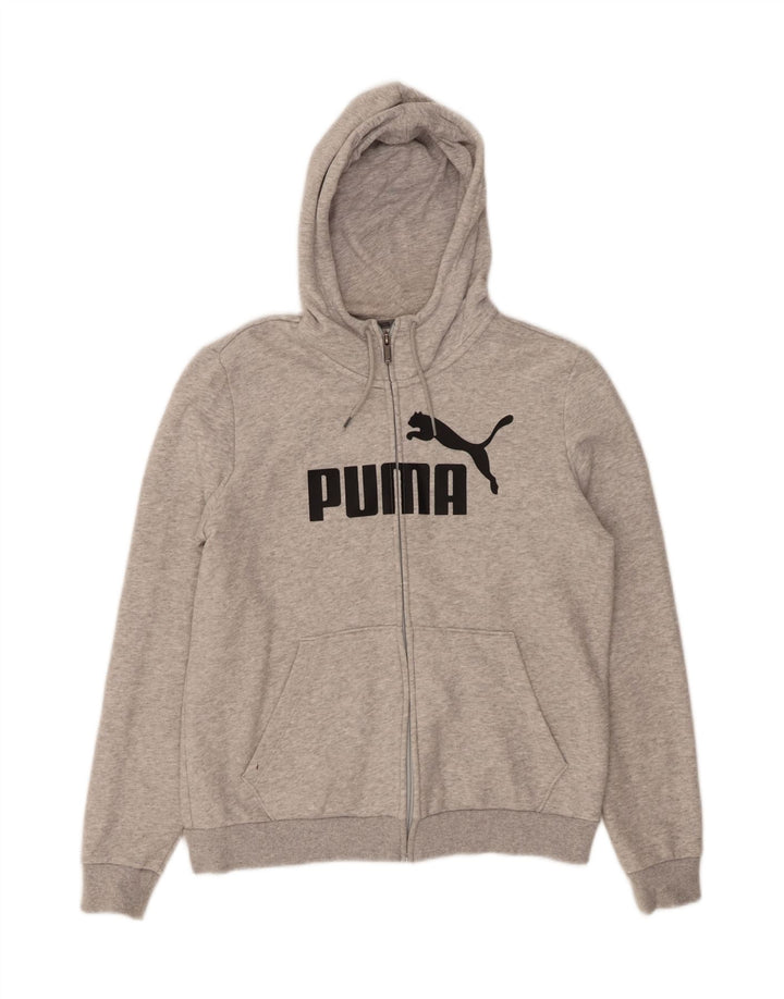 PUMA Womens Graphic Zip Hoodie Sweater UK 16 Large  Grey Cotton Vintage Puma and Second-Hand Puma from Messina Hembry 