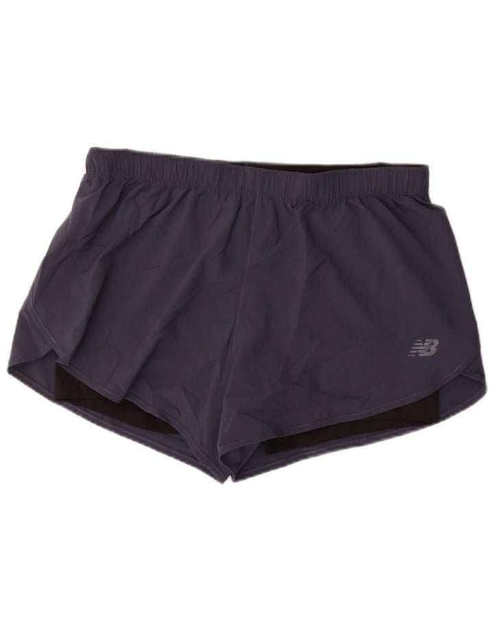 Shorts esportivos femininos NEW BALANCE UK 16 grande poliéster azul marinho