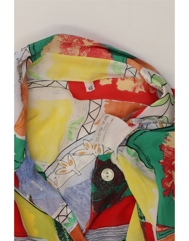 Blusa feminina vintage com palangre UE 40 média viscose multicolorida