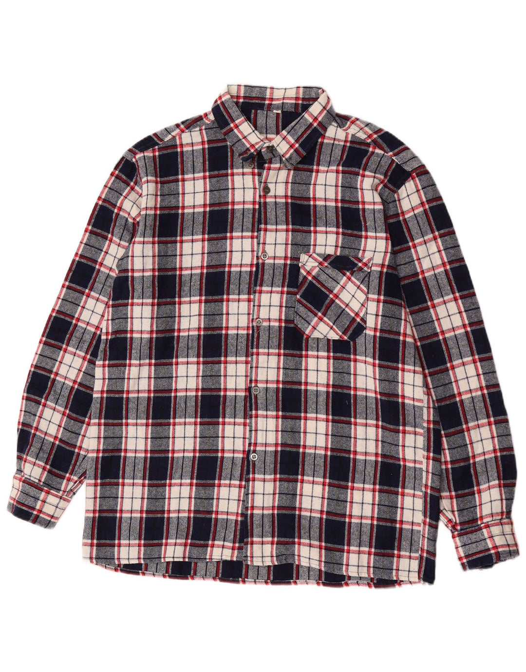 Camisa masculina vintage de flanela xadrez média azul marinho