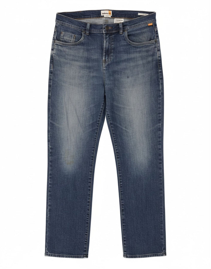 Calça jeans reta masculina Timberland W34 L32 azul algodão