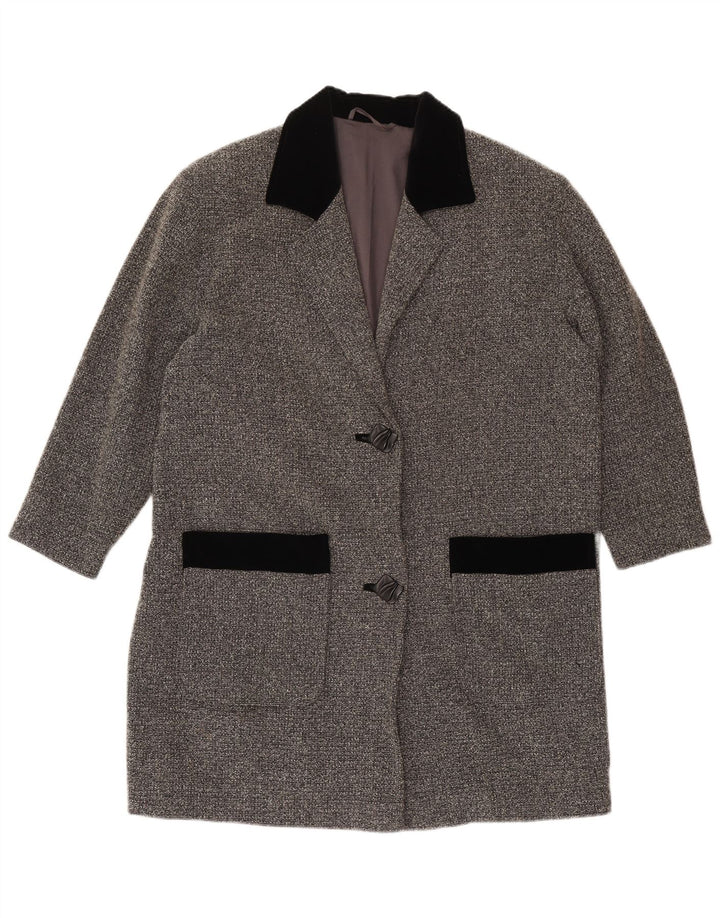 Jaqueta blazer feminina vintage com 2 botões UK 20 2XL cinza colorblock