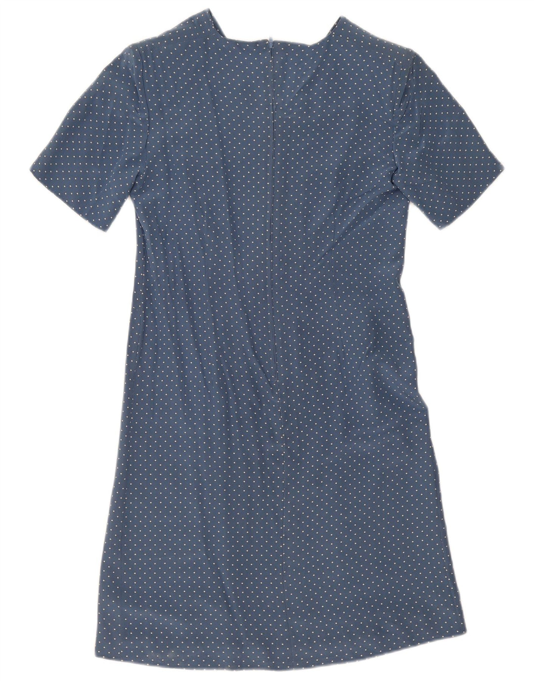 Vestido vintage feminino linha A UK 12 médio azul manchado