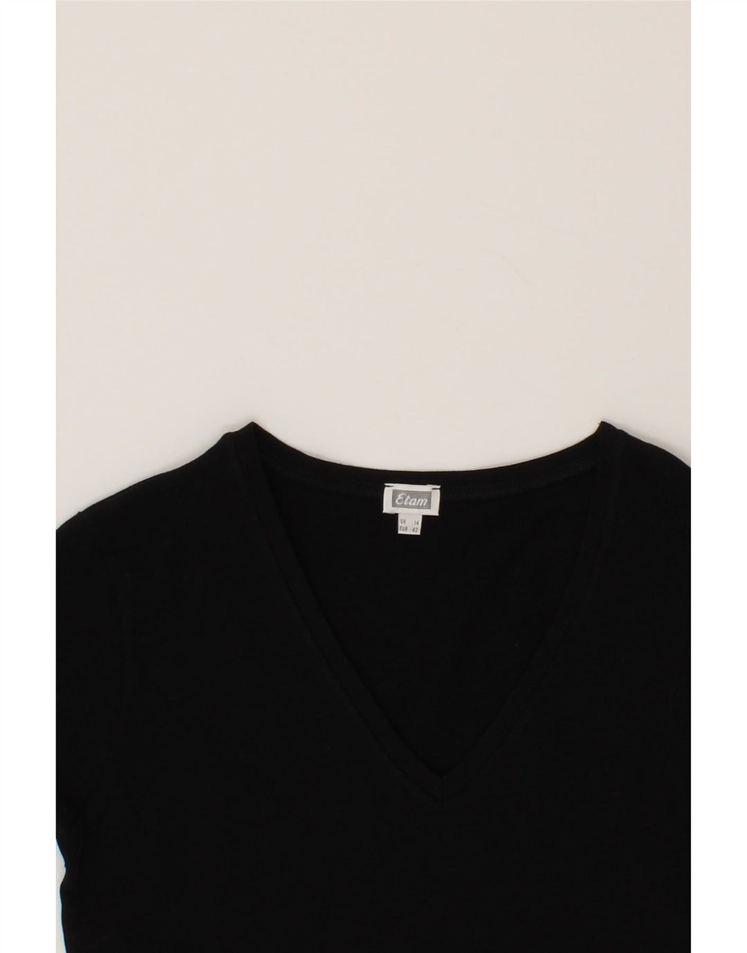 ETAM Womens T-Shirt Top UK 14 Medium Black Cotton Vintage Etam and Second-Hand Etam from Messina Hembry 