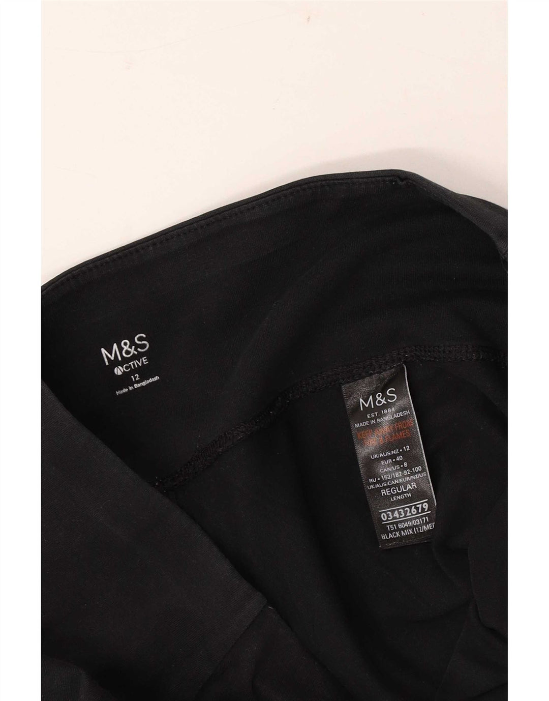 Calça de treino feminina Marks & Spencer Reino Unido 12 algodão preto médio