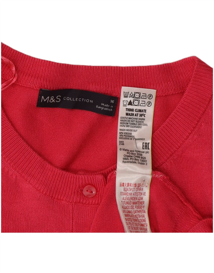 Suéter cardigã feminino Marks & Spencer UK 16 grande viscose rosa
