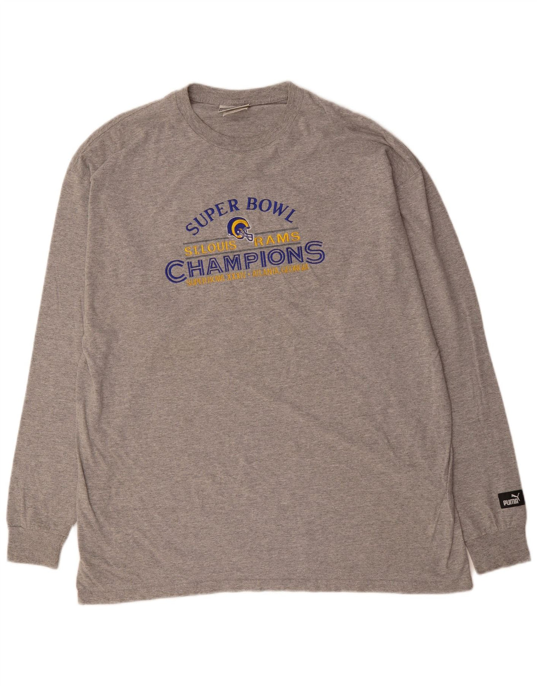 PUMA Mens Graphic Top Manga Longa XL Cinza Algodão