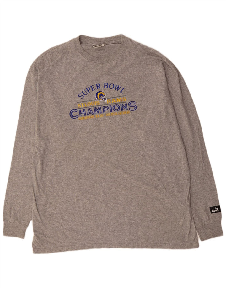 PUMA Mens Graphic Top Manga Longa XL Cinza Algodão