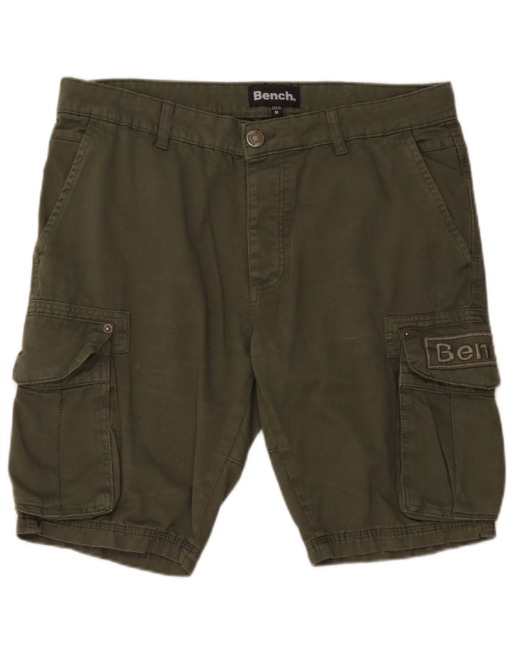BENCH Mens Graphic Cargo Shorts Médio W32 Algodão Verde