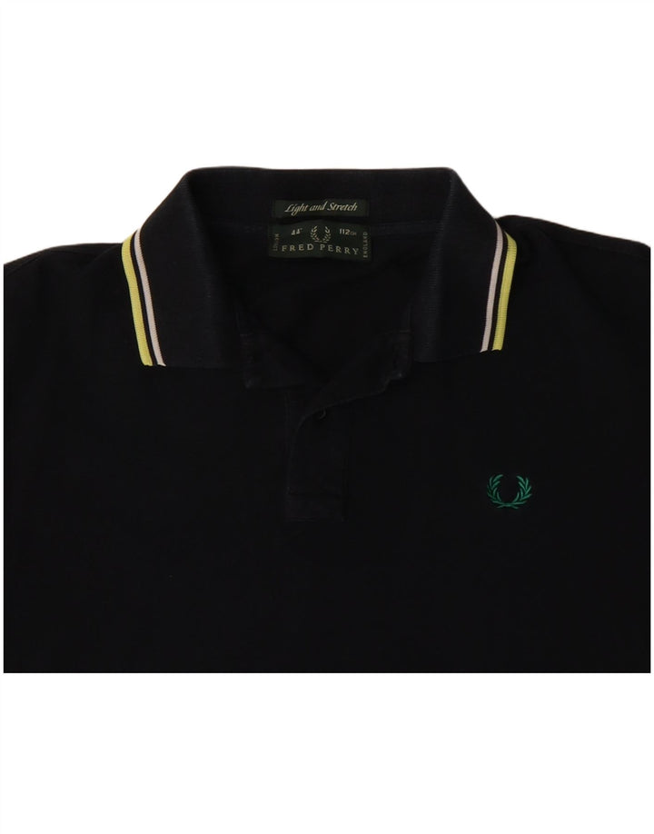 Camisa polo feminina Fred Perry UK 14 algodão preto médio