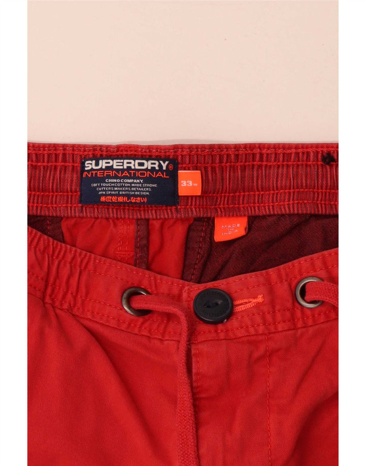 Superdry Mens Chino Shorts W33 Médio Algodão Vermelho